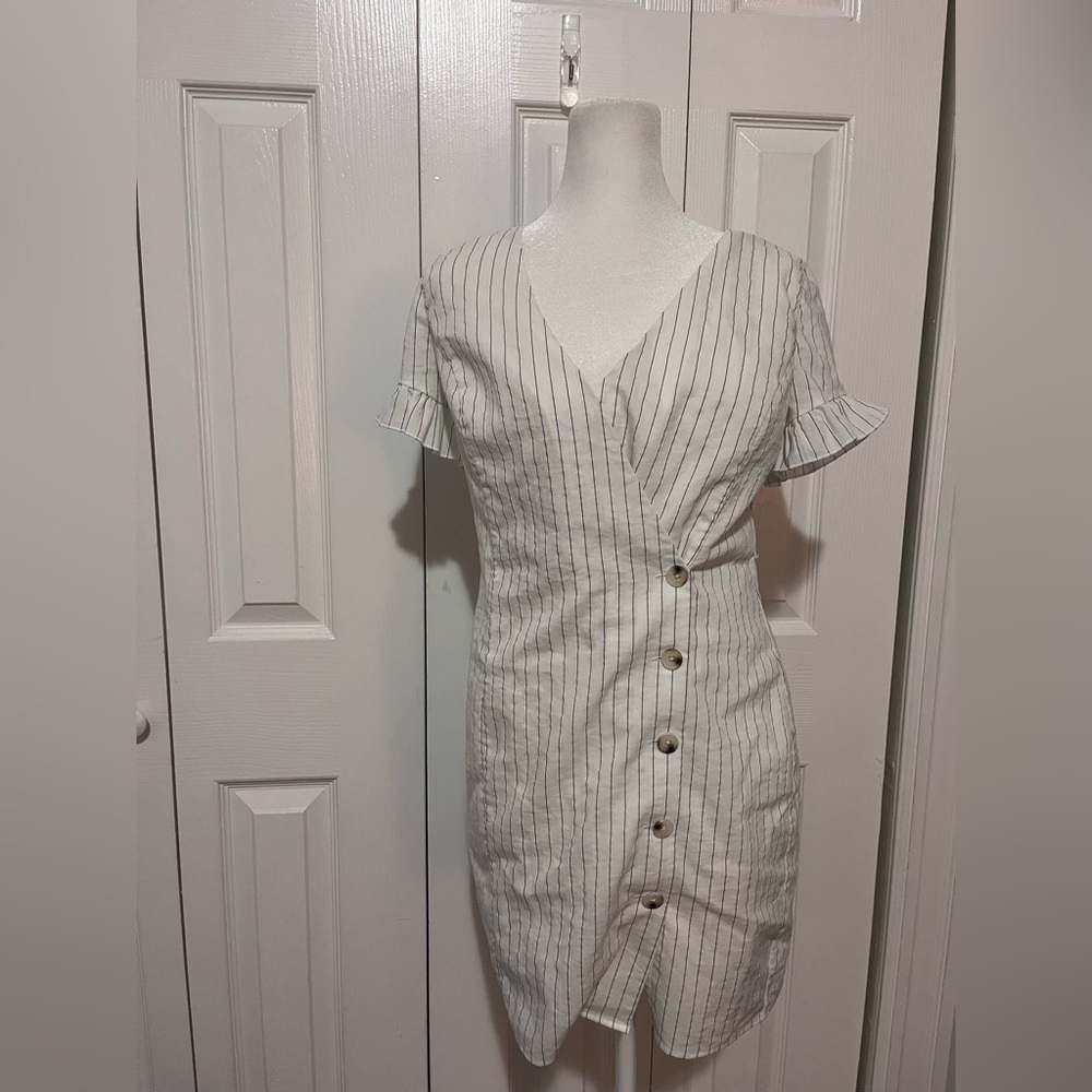 L'Academie Asymmetrical Button Shirt Dress Small